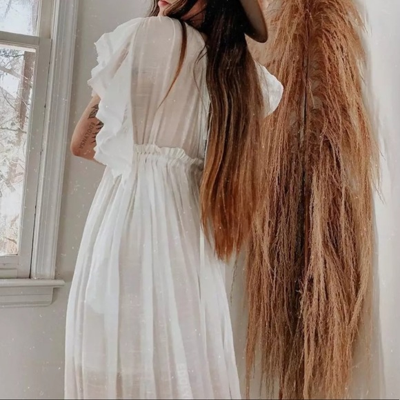 White Bohemian Maxi Dress Long Gauze Beach Dress - Picture 7 of 7